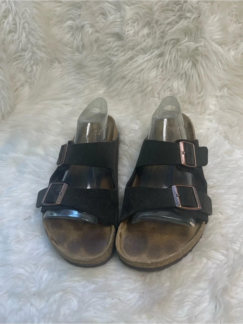 Birkenstock Men Arizona Birko-Flor Sandals leather suede Brown SZ10.